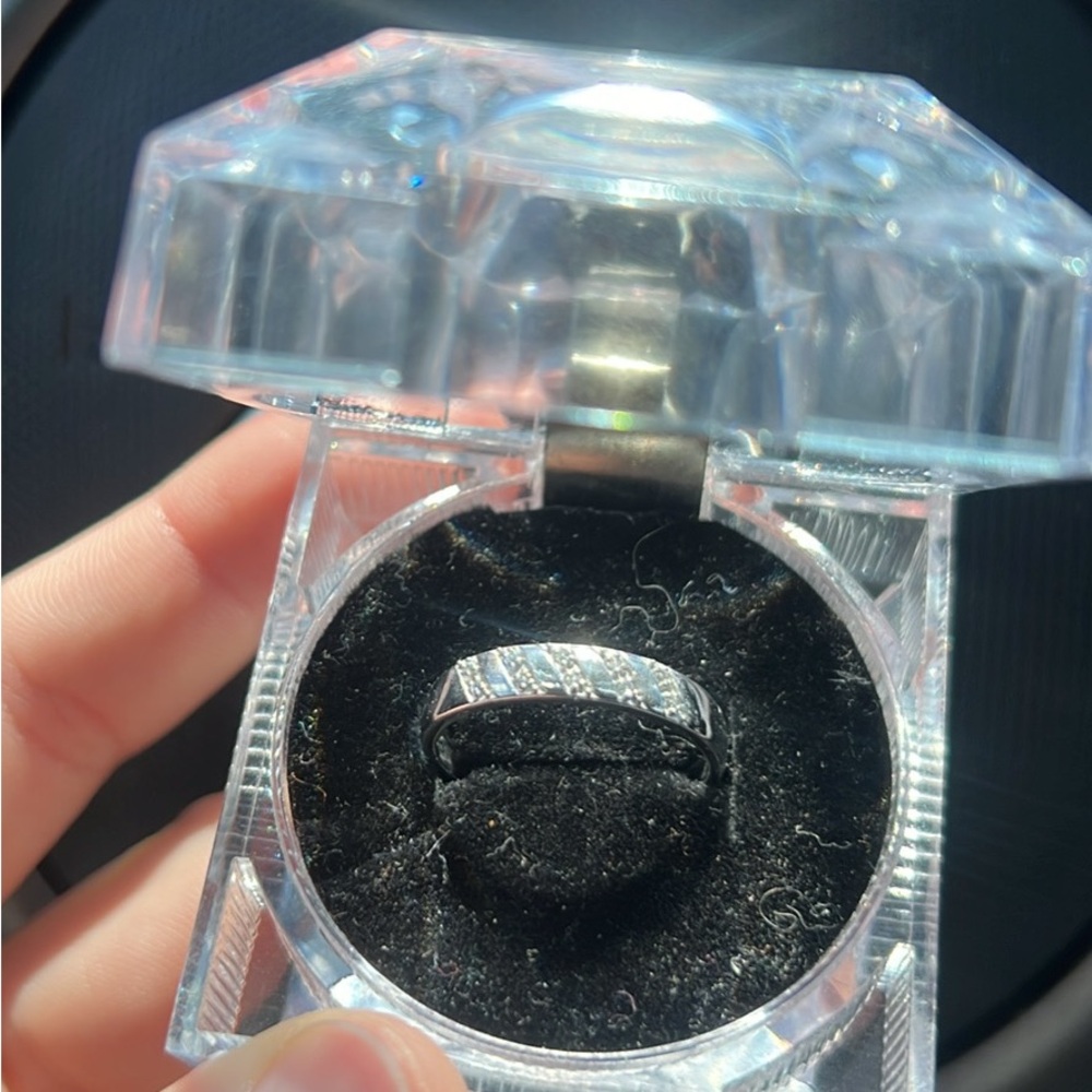 Silver 10k white Gold natural diamond ring